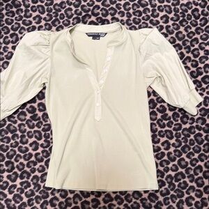 Veronica Beard Pale Green Puff-Sleeve Henley